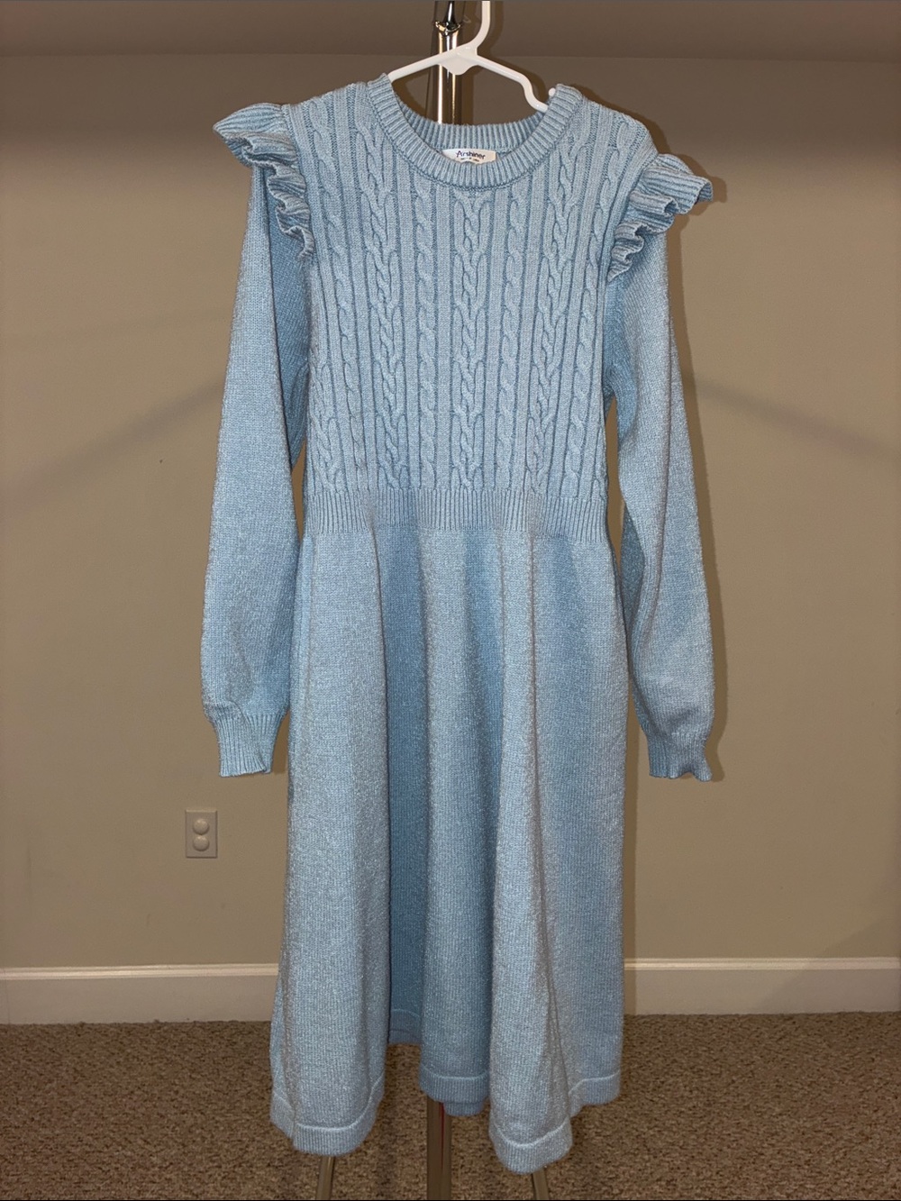 Arshiner Girls’ Long Sleeve Crew Neck Pullover Midi Dress